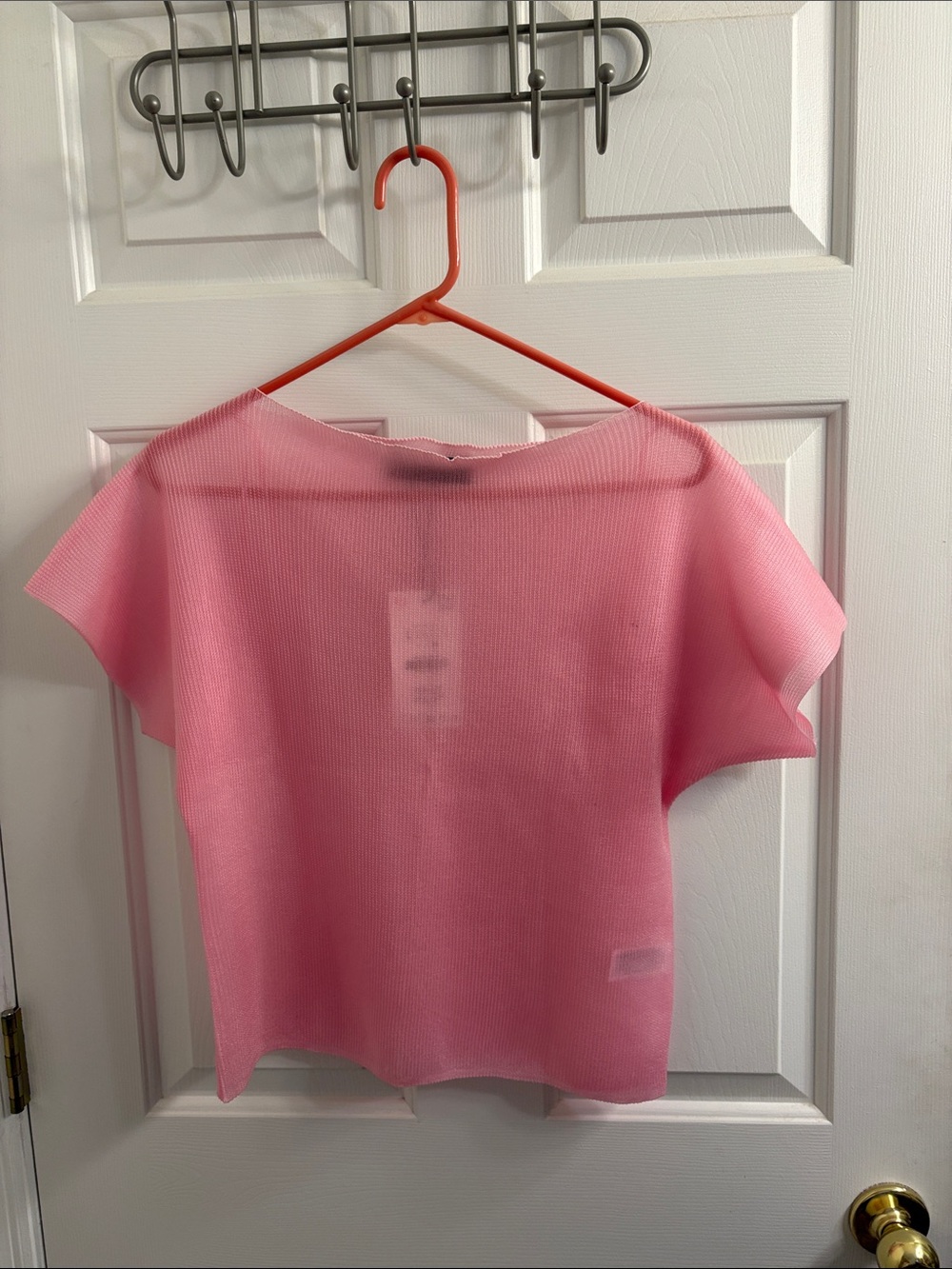 Sheer Lightweight Pink Short-Sleeve Knit Top